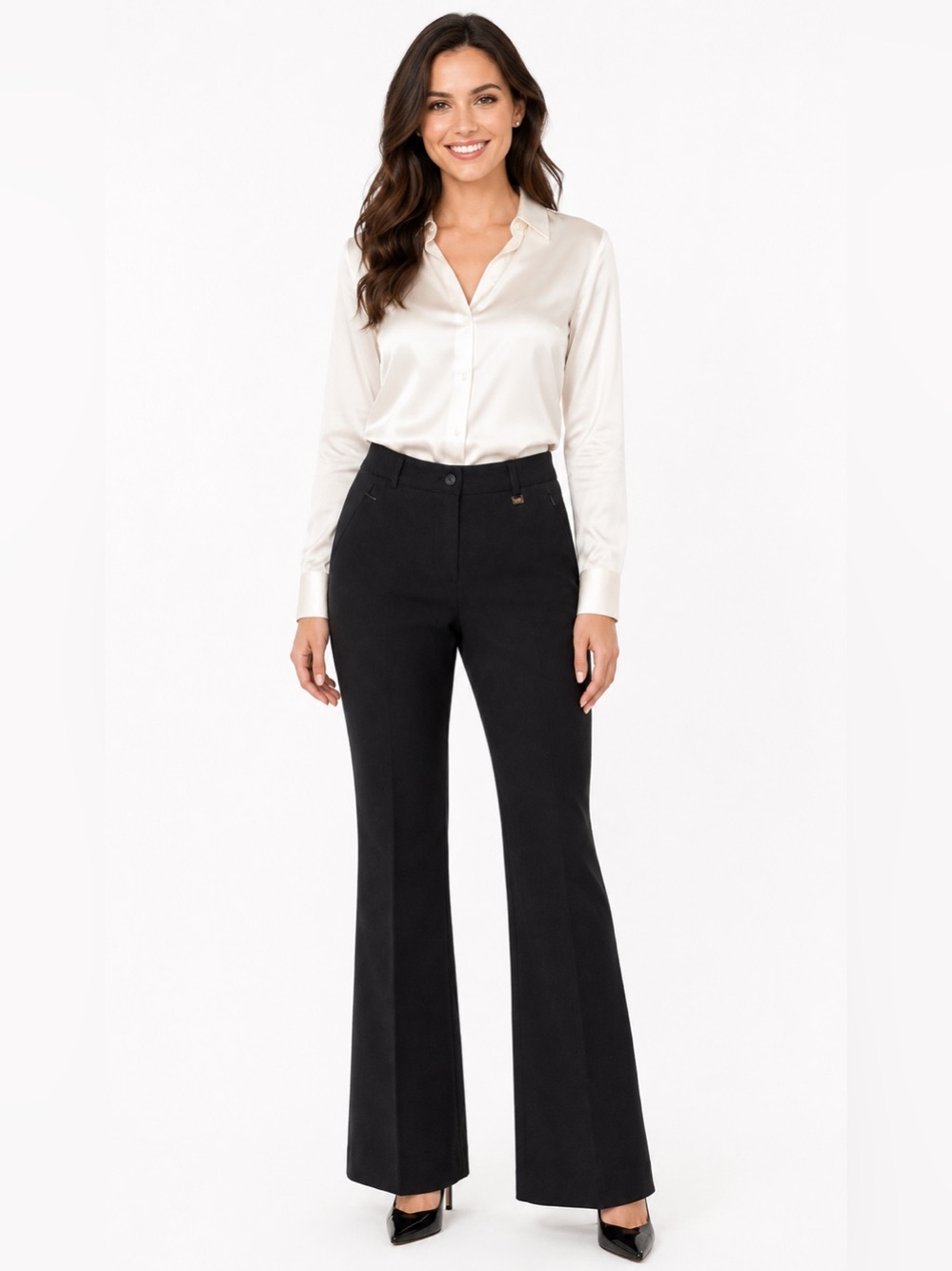 MARZO Black Dress Pants Straight Leg Career Work Womens Size 4 Korean 55